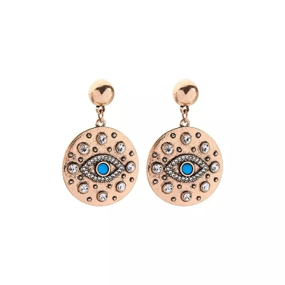 jigdaliag Jewelry - Evil Eye Crystal Vintage Gold Dangle Earrings